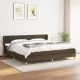 Боксспринг легло с матрак, тъмнокафяво, 200x200 см, плат