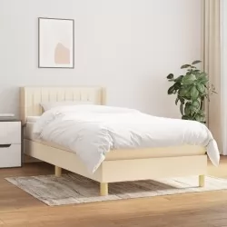 Боксспринг легло с матрак, кремаво, 100x200 см, плат