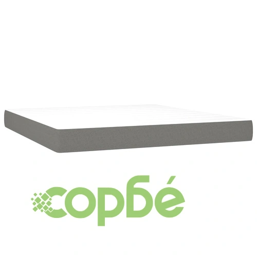 Боксспринг легло с матрак, тъмносиво, 160x200 см, плат ➤ топ цена ➤ sorbe.bg