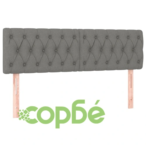 Боксспринг легло с матрак, тъмносиво, 160x200 см, плат ➤ топ цена ➤ sorbe.bg