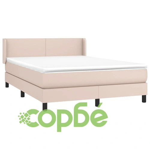 Боксспринг легло с матрак, капучино, 140x190 см изкуствена кожа ➤ топ цена ➤ sorbe.bg