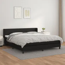 Боксспринг легло с матрак, черно, 180x200 см, изкуствена кожа