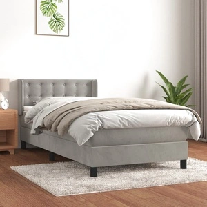 Боксспринг легло с матрак, светлосиво, 100x200 см, кадифе