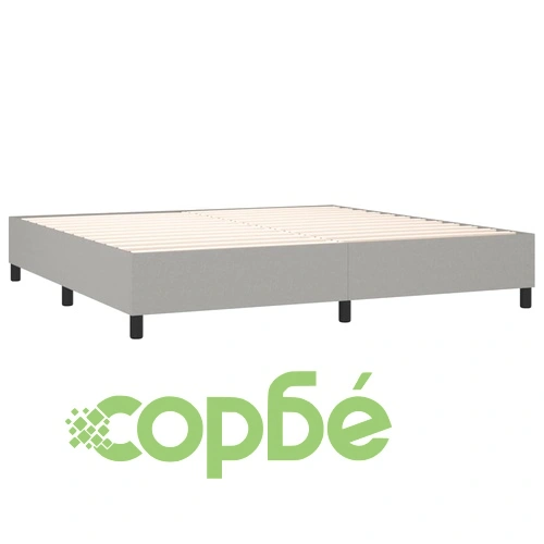 Боксспринг легло с матрак, светлосиво, 200x200 см, плат ➤ топ цена ➤ sorbe.bg