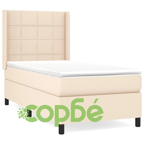 Боксспринг легло с матрак, кремава, 90x200 см, плат ➤ топ цена ➤ sorbe.bg