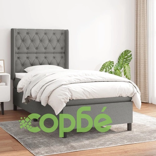 Боксспринг легло с матрак, тъмносив, 80x200 см, плат ➤ топ цена ➤ sorbe.bg