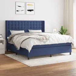 Боксспринг легло с матрак, синьо, 160x200 см, плат