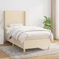 Боксспринг легло с матрак, кремаво, 100x200 см, плат
