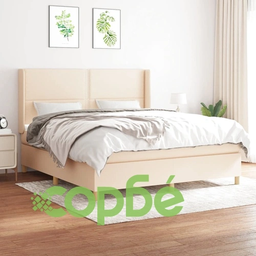 Боксспринг легло с матрак, кремава, 180x200 см, плат ➤ топ цена ➤ sorbe.bg