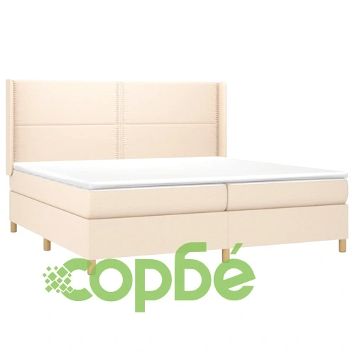 Боксспринг легло с матрак, кремаво, 200x200 см, плат ➤ топ цена ➤ sorbe.bg