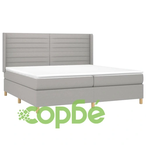 Боксспринг легло с матрак, светлосиво, 200x200 см, плат ➤ топ цена ➤ sorbe.bg