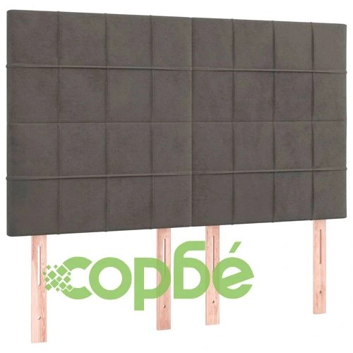 Боксспринг легло с матрак, тъмносиво, 140x190 см, кадифе ➤ топ цена ➤ sorbe.bg