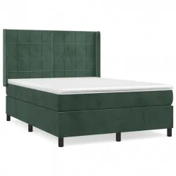 Боксспринг легло с матрак, зелена, 140x190 см, кадифе