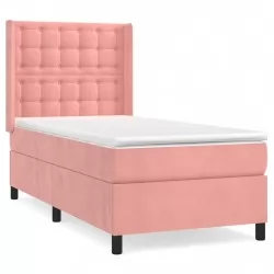 Боксспринг легло с матрак, розово, 100x200 см, кадифе