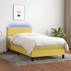 Боксспринг легло с матрак и LED, зелена, 90x190 см, плат