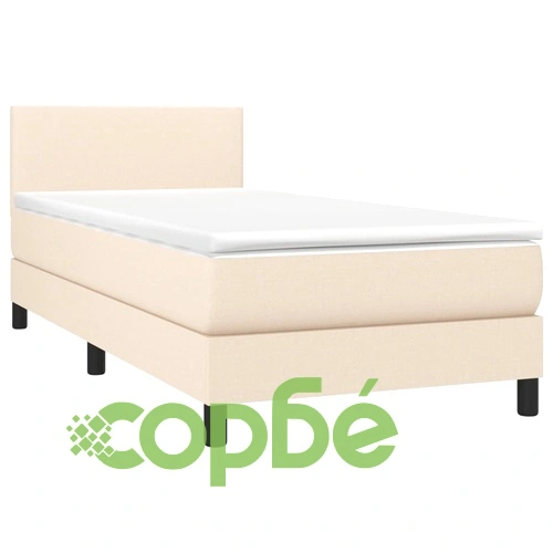 Боксспринг легло с матрак и LED, кремава, 90x200 см, плат ➤ топ цена ➤ sorbe.bg