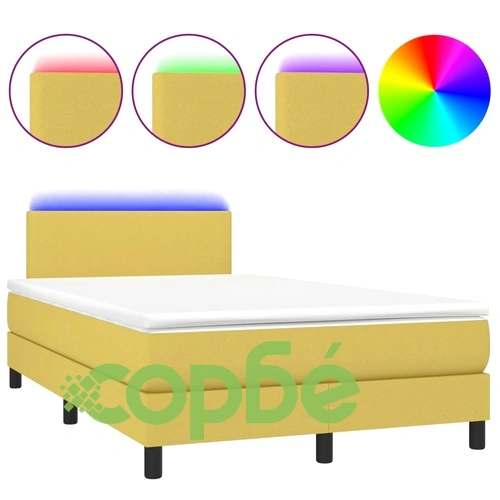 Боксспринг легло с матрак и LED, зелено, 120x200 см, плат ➤ топ цена ➤ sorbe.bg