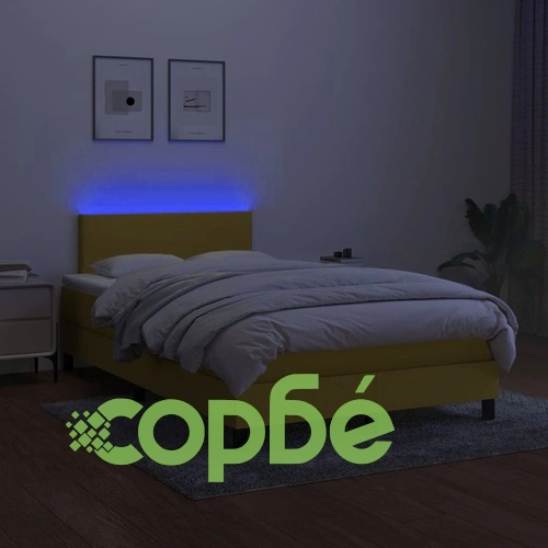 Боксспринг легло с матрак и LED, зелено, 120x200 см, плат ➤ топ цена ➤ sorbe.bg