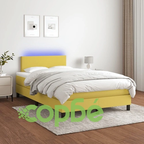 Боксспринг легло с матрак и LED, зелено, 120x200 см, плат ➤ топ цена ➤ sorbe.bg