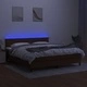 Боксспринг легло с матрак и LED, тъмнокафяво, 160x200 см, плат