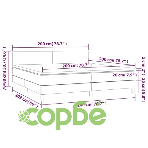 Боксспринг легло с матрак и LED, кремава, 200x200 см, плат ➤ топ цена ➤ sorbe.bg