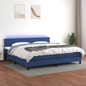 Боксспринг легло с матрак и LED, синя, 200x200 см, плат