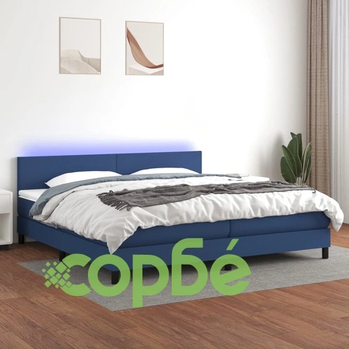 Боксспринг легло с матрак и LED, синя, 200x200 см, плат ➤ топ цена ➤ sorbe.bg
