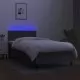 Боксспринг легло с матрак и LED, тъмносива, 90x200 см, плат