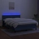 Боксспринг легло с матрак и LED, синьо, 140x200 см, плат