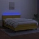 Боксспринг легло с матрак и LED, зелено, 140x200 см, плат