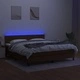 Боксспринг легло с матрак и LED, тъмнокафяво, 160x200 см, плат