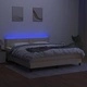 Боксспринг легло с матрак и LED, кремаво, 180x200 см, плат
