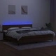 Боксспринг легло с матрак и LED, тъмнокафяво, 200x200 см, плат