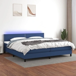 Боксспринг легло с матрак и LED, синя, 200x200 см, плат