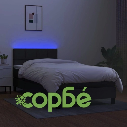 Боксспринг легло с матрак и LED, черно, 80x200 см, плат ➤ топ цена ➤ sorbe.bg