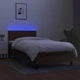 Боксспринг легло с матрак и LED, тъмнокафяво, 80x200 см, плат