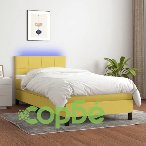 Боксспринг легло с матрак и LED, зелена, 90x190 см, плат ➤ топ цена ➤ sorbe.bg