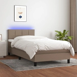 Боксспринг легло с матрак и LED, таупе, 100x200 см, плат
