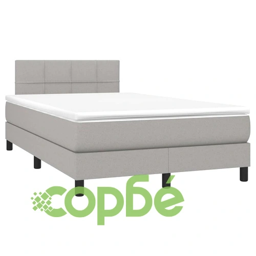 Боксспринг легло с матрак и LED, светлосиво, 120x200 см, плат ➤ топ цена ➤ sorbe.bg