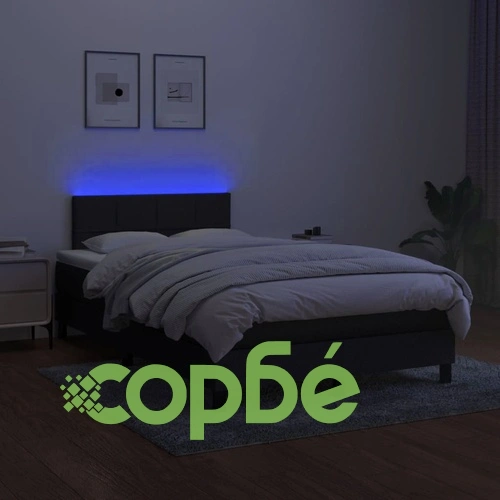 Боксспринг легло с матрак и LED, черно, 120x200 см, плат ➤ топ цена ➤ sorbe.bg