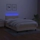 Боксспринг легло с матрак и LED, кремаво, 120x200 см, плат
