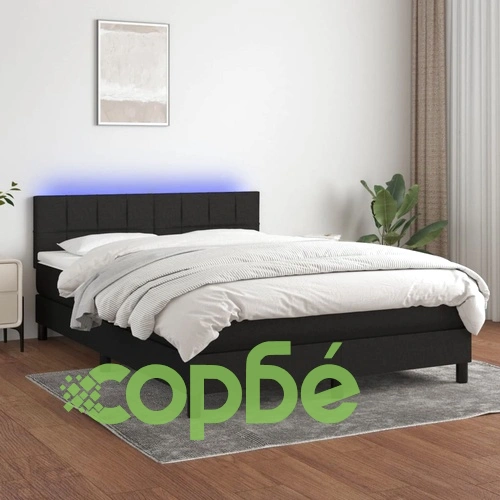 Боксспринг легло с матрак и LED, черно, 140x200 см, плат ➤ топ цена ➤ sorbe.bg