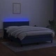 Боксспринг легло с матрак и LED, синьо, 140x200 см, плат