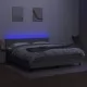 Боксспринг легло с матрак и LED, светлосиво, 160x200 см, плат