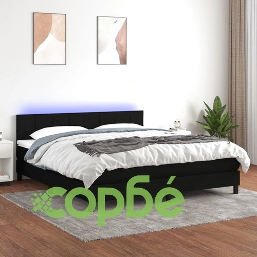 Боксспринг легло с матрак и LED, черно, 160x200 см, плат ➤ топ цена ➤ sorbe.bg