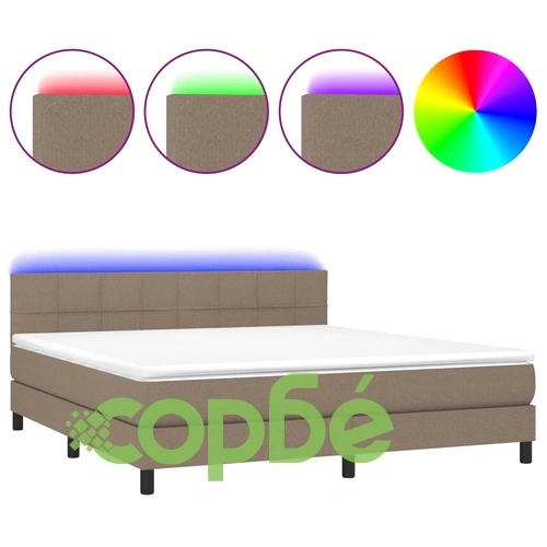 Боксспринг легло с матрак и LED, таупе, 180x200 см, плат ➤ топ цена ➤ sorbe.bg