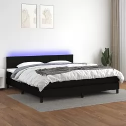 Боксспринг легло с матрак и LED, черна, 200x200 см, плат