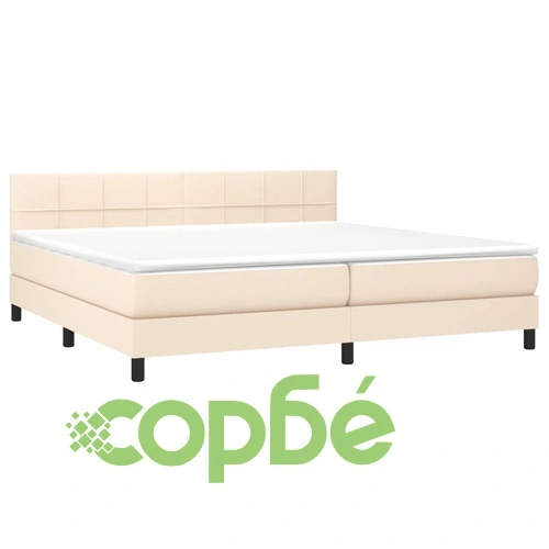 Боксспринг легло с матрак и LED, кремава, 200x200 см, плат ➤ топ цена ➤ sorbe.bg