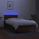 Боксспринг легло с матрак и LED, тъмнокафяво, 80x200 см, плат
