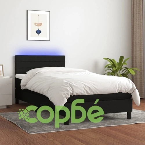 Боксспринг легло с матрак и LED, черно, 100x200 см, плат ➤ топ цена ➤ sorbe.bg